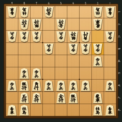 左美濃 対 向かい飛車 の局面図