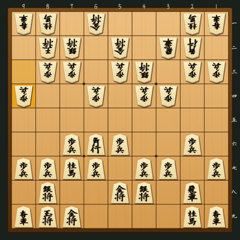 ミレニアム囲い 対 三間飛車（美濃囲い） の局面図