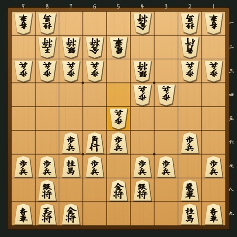 ミレニアム囲い 対 中飛車（美濃囲い） の局面図