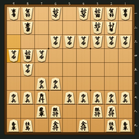 三間飛車 対 急戦棒銀〔端銀型〕 の局面図