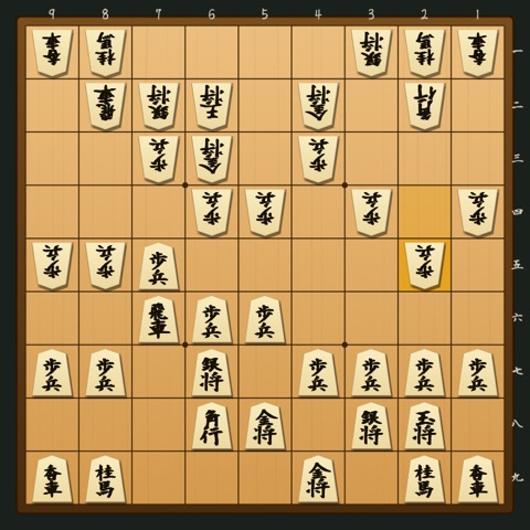 三間飛車 対 右玉〔石田流組み替え型〕 の局面図